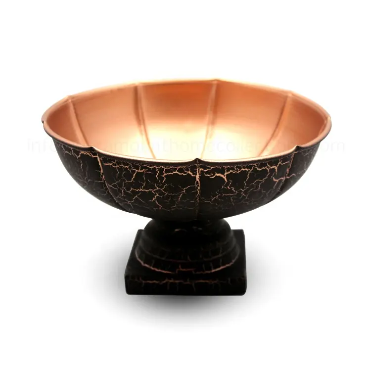 Venda quente design de luxo único ferro banhado de cobre, tigela redonda, feito à mão, personalizado