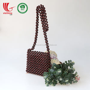 Vintage Beach Wood Bag <b>Wooden</b> Bead Handbags Wholesale Made in Vietnam - Product Image 3