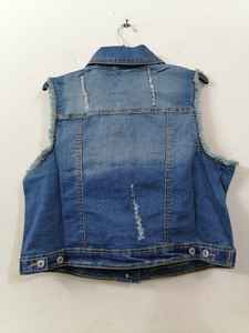 Chaleco vaquero desgastado para mujer, chaqueta con etiqueta de marca, gran calidad, precio barato - Product Image 2