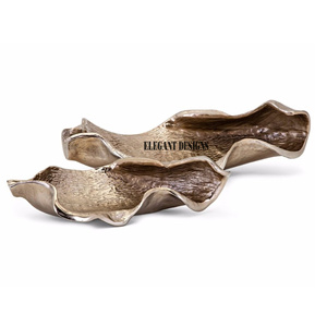 Plateau de service classique fait à la main en métal doré Designer Leaf Plat de service fantaisie traditionnel - Product Image 5