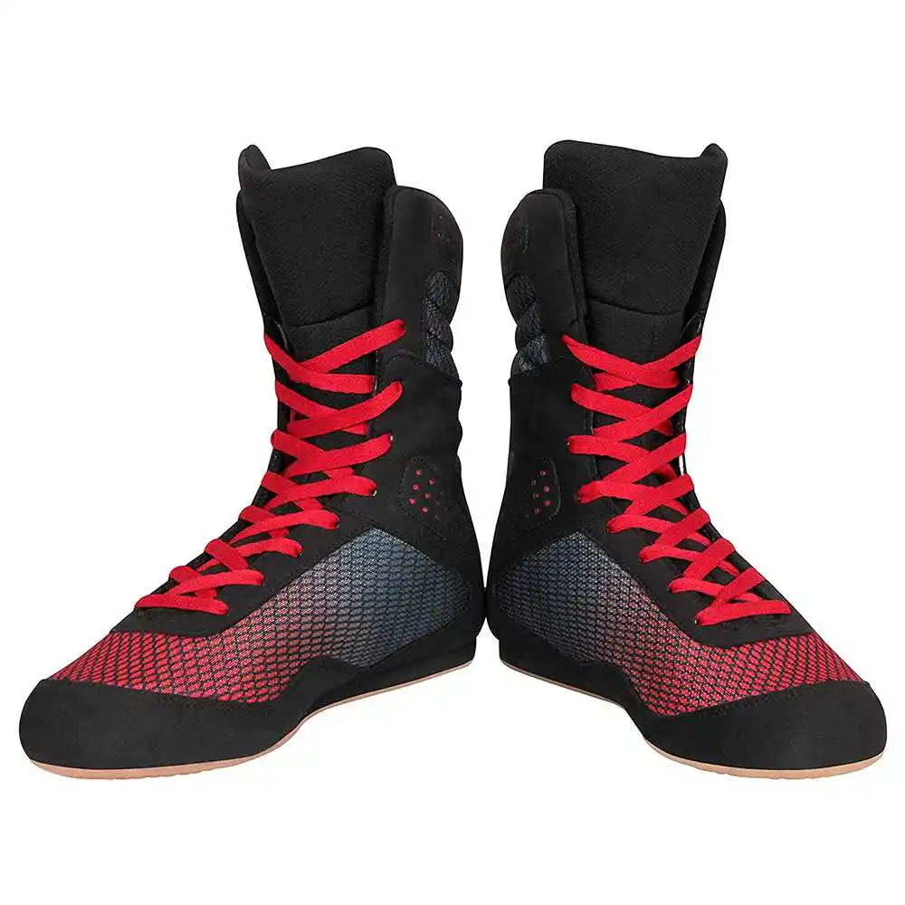 Высококачественная боксерская обувь для мужчин, кожаная обувь черного цвета