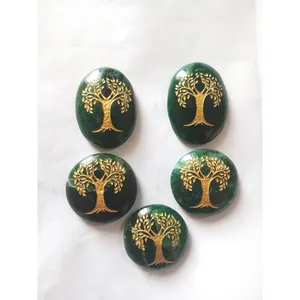 best selling crystals stone healing gemstone green aventurine tree of life engrave oval at factory price