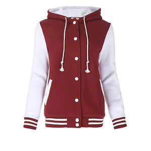 Chaquetas universitarias de lana de algodón Premium de alta calidad para mujer, chaqueta de béisbol con cuello redondo para mujer, Mangas de cuero, letras para hombre y mujer - Product Image 1