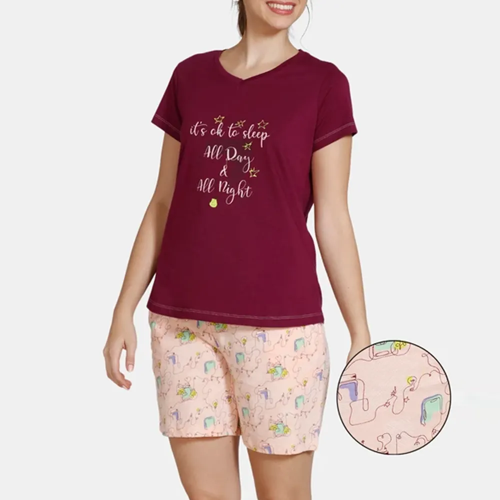 Joye — ensemble t-shirt et Short pour femmes, tenue de rue décontractée, 100% coton