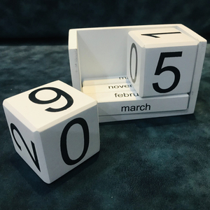 Máy tính để bàn sáng tạo cổ điển gỗ lịch Máy Tính Để Bàn Thời gian khái niệm mộc mạc gỗ vĩnh cửu khối tháng ngày hiển thị trang trí văn phòng - Product Image 6