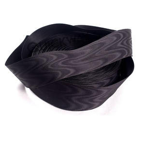 Venta al por mayor medalla ceremonial Moire cintas cinta al por mayor logotipo personalizado cinta de poliéster negro - Product Image 2