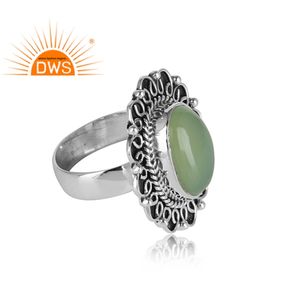 Prehnite Chalcedony พลอยแหวนอ้วนผู้ผลิตเครื่องประดับอินเดียทำด้วยมือ925เงินออกแบบแหวนผู้ค้าส่ง - Product Image 2