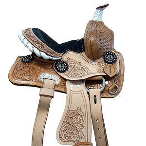 Ensemble de selle anglaise en cuir véritable de qualité supérieure pour baril de course Western Horse Tack plusieurs tailles 14 \ "-18 \" différentes couleurs - Product Image 1