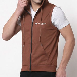 Vente en gros de sweats à capuche avec logo personnalisé nouveau style vêtements de rue avec fermeture éclair sans manches sweats à capuche pour hommes - Product Image 6