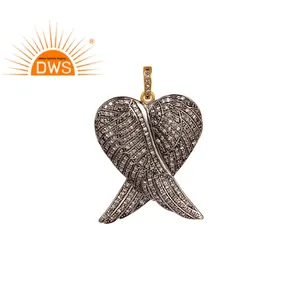 Angel Wings Shape Girls Pendant Jewelry Supplier Pave Diamond Designer Charm Pendant Jewelry Manufacturer