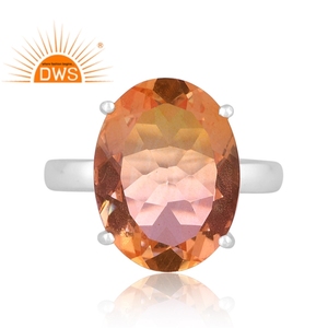 Último diseño de plata esterlina fina Natural Bio Morganite Doublet Cuarzo Piedra preciosa Anillo apilable Fabricante de joyas - Product Image 2
