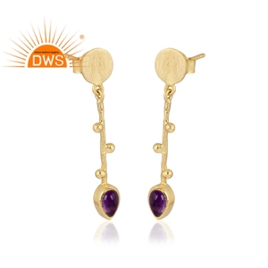 Pendientes Colgantes de Plata de Ley 925 con Amatista Natural, Último Modelo 2026, para Mujer, Fabricante de Joyería - Product Image 2