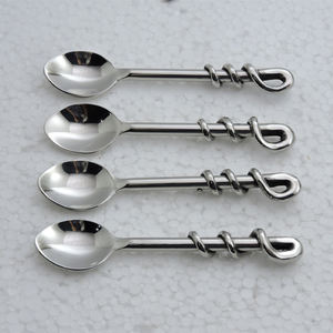 ชุดช้อนชา4ชิ้นชุดเครื่องใช้บนโต๊ะอาหารมีด้ามจับทรงใบไม้ดีไซน์ใหม่ - Product Image 3