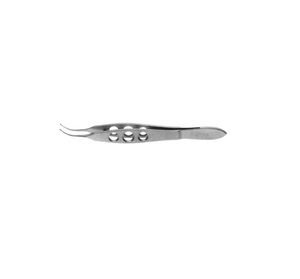 Pinces à flap LASIK Buratto, manuelles, courbées, en forme de disque, à mâchoires dentelées en acier inoxydable, 10,5 cm - 4 pouces, certifiées CE, norme allemande - Product Image 2