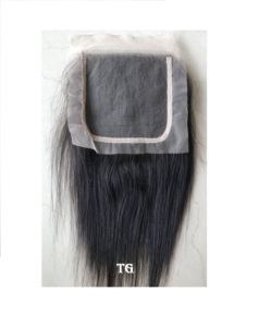 Extensiones de Cabello Humano Virgen Remy Indio de Calidad Premium 4x4 con Cierre de Encaje Transparente, Liso, Sin Procesar, Doble Trama a Máquina - Product Image 1