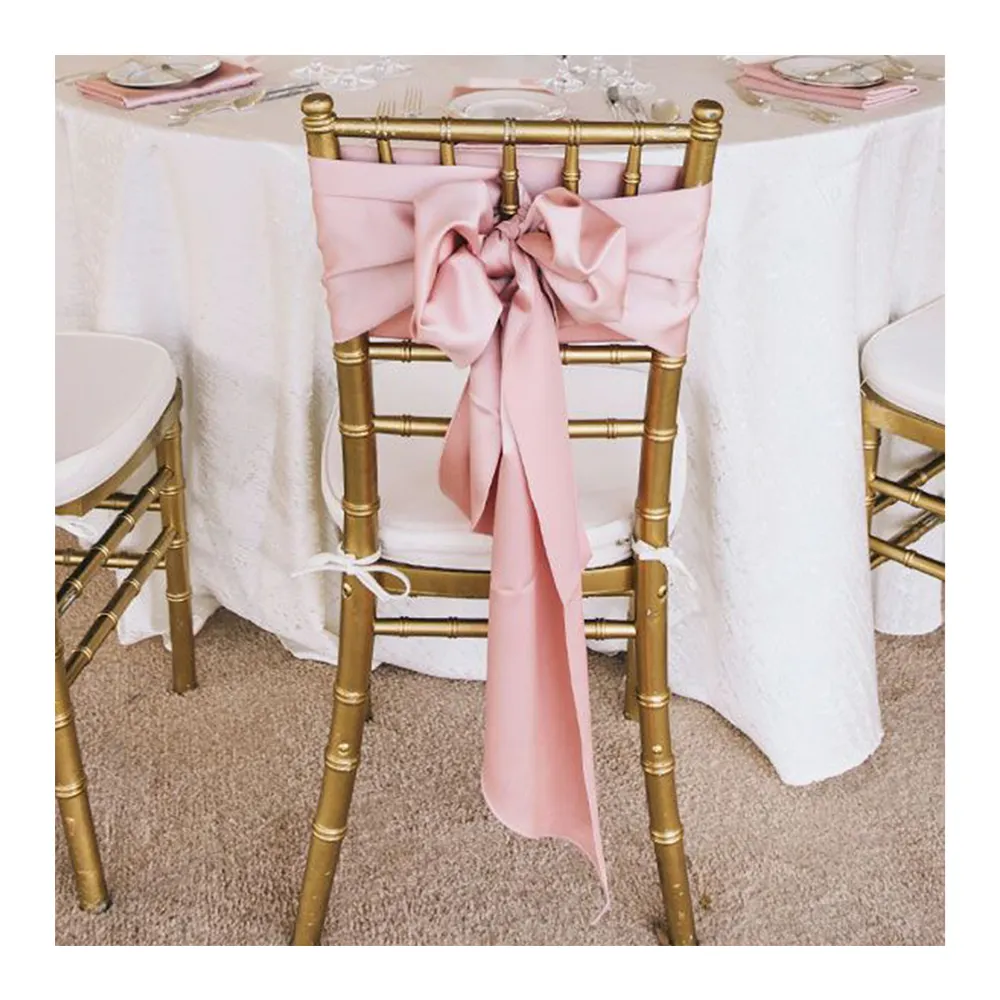 卸売赤面結婚式の椅子の弓とサッシスパンデックスサテンchiavari椅子サッシ