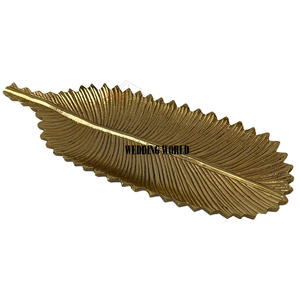 Plateau de service de feuilles en métal doré, plateau de service de feuilles fait à la main de styliste Antique plateau de service en métal de styliste classique et élégant - Product Image 4