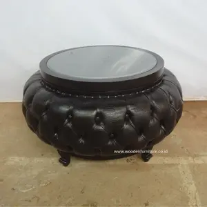 Mesa de té redonda tapizada, mesa de centro