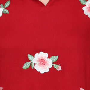 100% cotone Vintage Casual <span class=keywords><strong>Chic</strong></span> <span class=keywords><strong>Boho</strong></span> raso floreale in pizzo ricamato tessuto a bottone naturale lavabile tre quarti Mini abito - Product Image 5