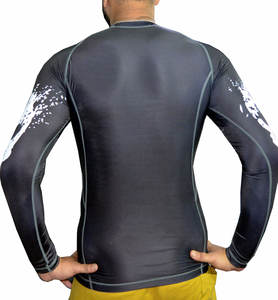 Chemises de gymnastique de compression unisexes avec logo personnalisé UV BJJ MMA à manches longues polyester/nylon Rash Guard OEM pour adultes surf - Product Image 6