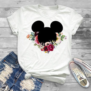 Ropa de mujer t camisa flores Mickey gráfico t camisa ropa de calle Tops para mujer - Product Image 5
