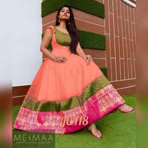 คอลเลกชันชุดอานาร์กาลีสวยงาม ผ้าโคตาเช็ค พร้อมลูกไม้บานาราซีดูบาล ผ้าไหมคอตตอนทรงยาว แบรนด์รอยัลเอ็กซ์ปอร์ต - Product Image 2