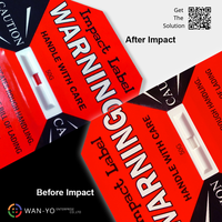 Etiquette d'impact WAN-YO: Indicateurs d'impact, indication pour dissuader la mauvaise manipulation des produits fragiles, sortie d'usine