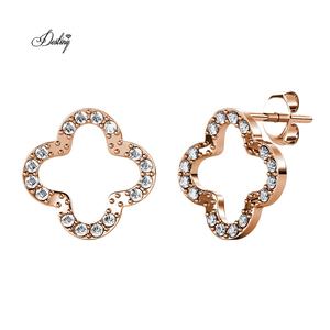 Daisini Boucles d'oreilles trèfle porte-bonheur à quatre feuilles ornées de cristaux Swarovski Bijoux en plaqué or 18 carats pour dame - Product Image 1