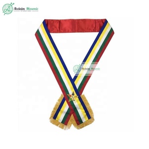 Bordado a mano masónica pasado digno asociado matrona delantal de estrella oriental OES de terciopelo púrpura fajas - Product Image 5