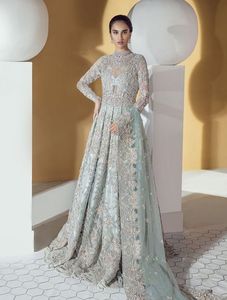 NUEVO PISO DE NOVIA DE MODA-LONGITUD CON HEAVY DUPATTA-CON-Adornado en piedra de cuentas de cristal y trabajo RESHAM para boda @ 2024 - Product Image 2