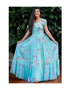 elegant Perl Sky blue maxy Gown Dress For Women Represented by Royal Export