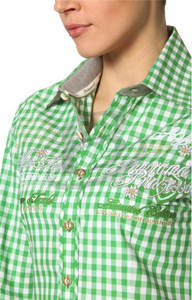 Tradicional alemán bávaro Oktoberfest Lederhosen señoras Trachten Camisa de algodón a cuadros con decoración de botones tamaño XS - Product Image 3