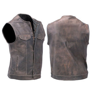 Genuine <b>Leather</b> Men's <b>Biker</b> Motorcycle <b>Vest</b> Thick Canvas Waistcoat with Heated Features Windproof for Winter Sports & Fishing - Product Image 3