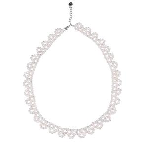 สร้อยโชคเกอร์ไข่มุกน้ำจืดสีเงิน925คลาสสิกใกล้ทรงกลมไข่มุกหลวมสีขาวธรรมชาติสำหรับทำเครื่องประดับ - Product Image 4