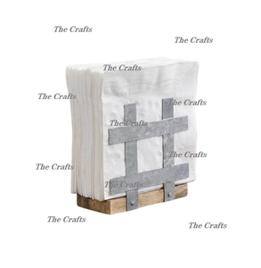 Soporte de papel tisú de diseño maravilloso en servilletero galvanizado y de madera para uso en vajilla de hotel en casa - Product Image 1