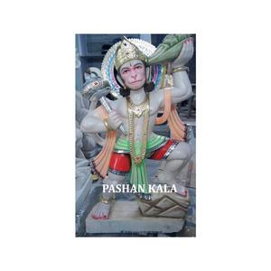 Estatua Hanuman hecha a mano de mármol blanco, estatua de pie - Product Image 1