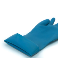 Guantes de Goma Natural Reutilizables de Grado Alimenticio Azules OEM de Malasia, Grosor Medio, para Lavar Platos, Tareas Domésticas y Baño