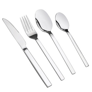 Gran oferta de cubiertos de color plateado incluye tenedores, cuchillos, cucharas con espejo, cucharaditas de acero, cubiertos de cena de acero inoxidable de Metal - Product Image 2