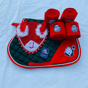 Ensemble de tapis de selle d'équitation de Noël personnalisable de haute qualité Doublure en polaire brodée Santa Disponible différentes tailles Saut - Product Image 5