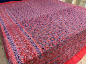 Ajrakh-colcha de algodón con estampado floral, colcha India hecha a mano - Product Image 4