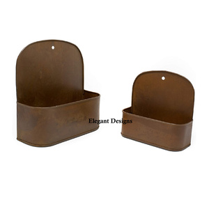 Luxueux jardinière murale galvanisée de qualité supérieure lot de deux poches vintage personnalisées à la main taille jardinière en gros - Product Image 2