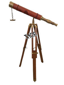 Telescopio Marítimo Náutico Vintage Hecho a Mano de Latón con Soporte de Madera para Observaciones con Lupa de Barco - Product Image 3