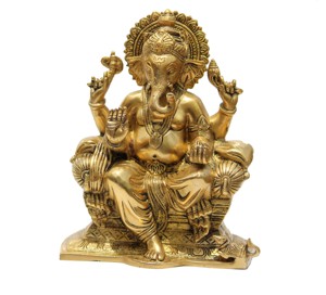 Statue catesha en laiton 9 pouces, statue en laiton Ganesha Idol, artisanat artisanal - Product Image 1