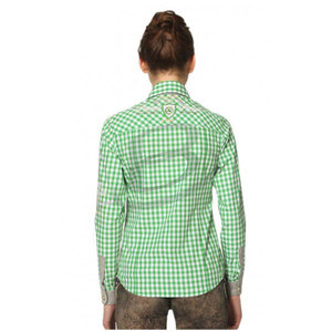 Tradicional alemán bávaro Oktoberfest Lederhosen señoras Trachten Camisa de algodón a cuadros con decoración de botones tamaño XS - Product Image 2