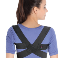 Correcteur de posture réglable en caoutchouc naturel et coton Allbest, certifié CE, noir, tailles S-XL, soutien complet du dos