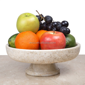 Natural Champagne Marble Fruit Bowl On Pedestal - Product Image 3