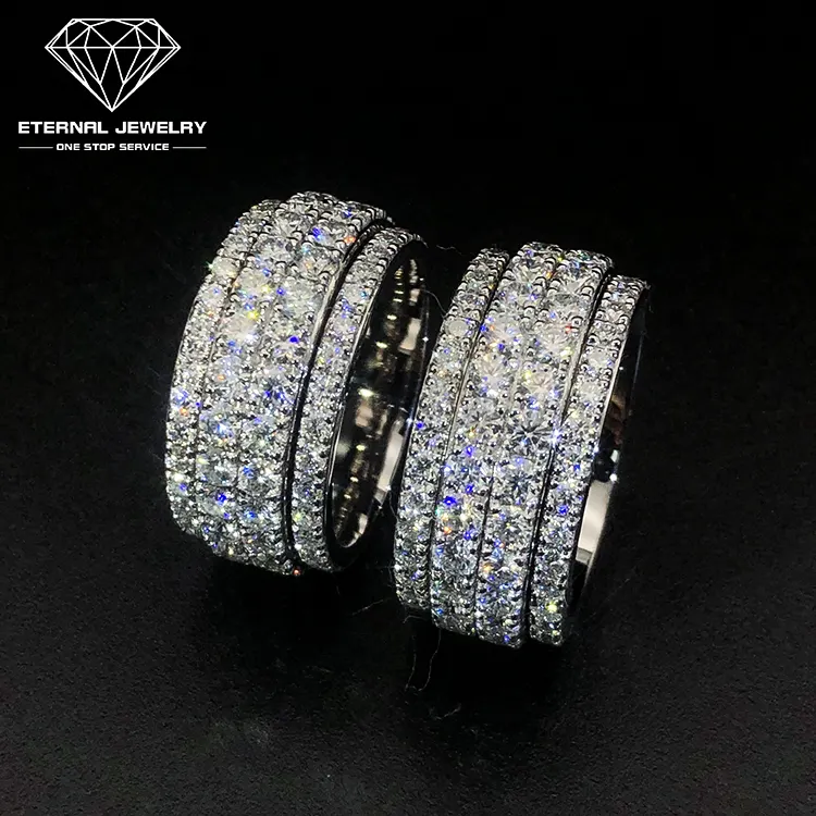 Anel de prata moissanite para homens e mulheres, anel personalizado de luxo fino s925 9k 10k 14k 18k, prata dourada amarela branca, joia de diamante
