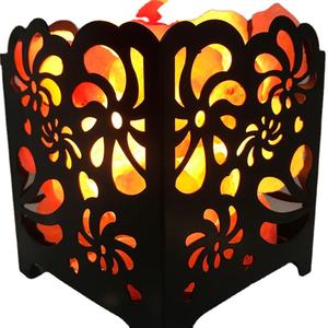 Panier en fer poli rose sel de l'Himalaya lampe sculpté à la main Feng Shui bol avec fleur Style décor à la maison amour Style décoration - Product Image 1