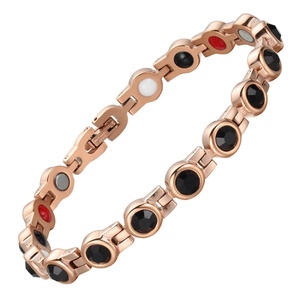Joyería Biomagnética, superventas para <span class=keywords><strong>Amazon</strong></span>, pulsera de cristal negro ajustable magnética de acero inoxidable para aliviar el dolor de artritis - Product Image 1