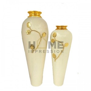 Wholesale <b>Black</b> & Gold Luxury Designer Metal Indian <b>Flower</b> <b>Vase</b> Modern Fancy Handmade Aluminium - Product Image 4